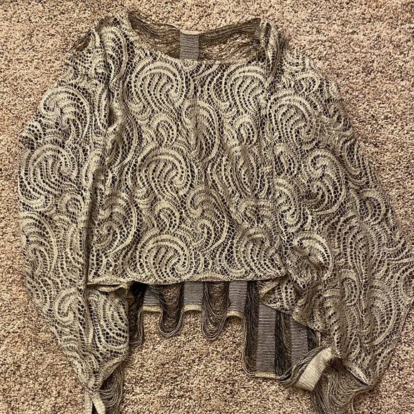 Joseph Ribkoff Elegant silver and black shawl like top - Picture 1 of 8